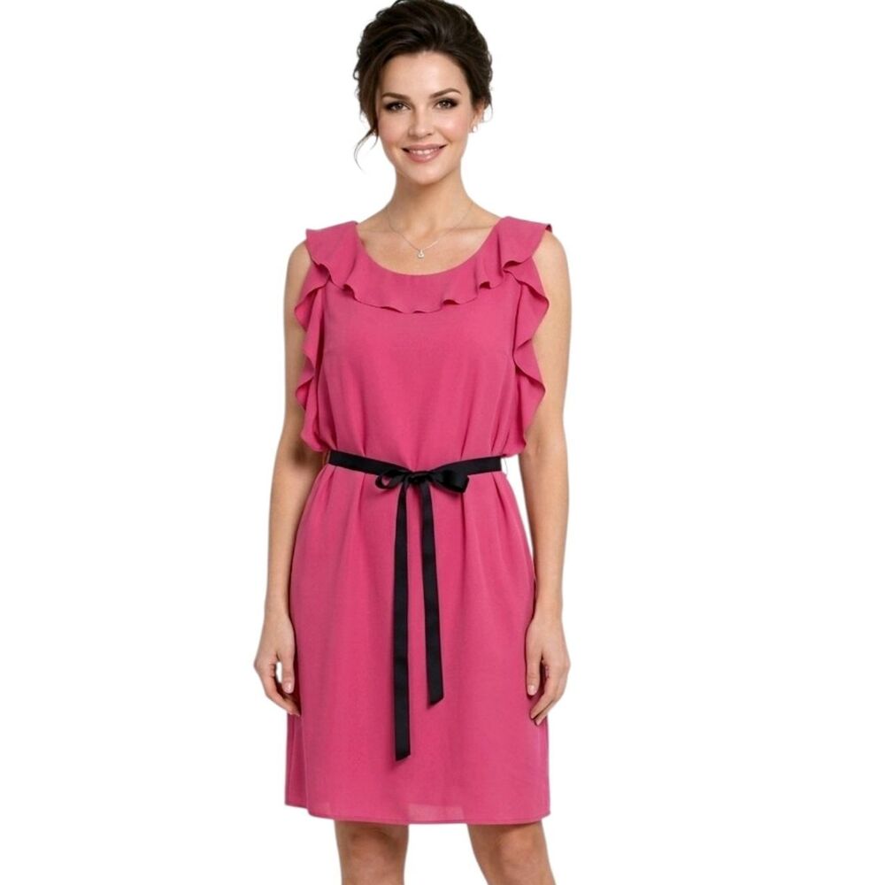 The Limited Fushsia Pink Low Back Flowy Ruffle Mini Dress Size 14